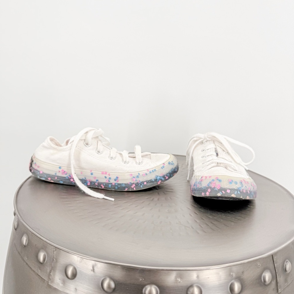 Converse White and Pink Sneakers with Speckled Sole